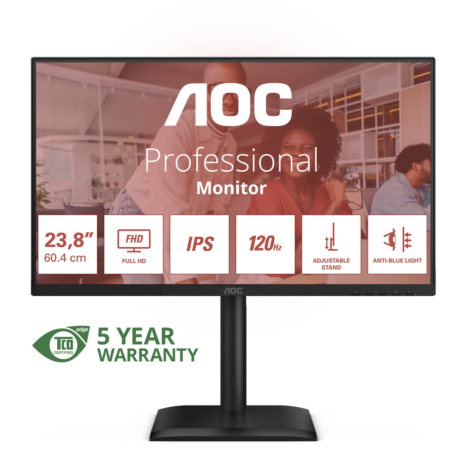 AOC 24E4U, 60,5 cm (23.8"), 1920 x 1080 Pixel, Full HD, LED, 4 ms, Schwarz
