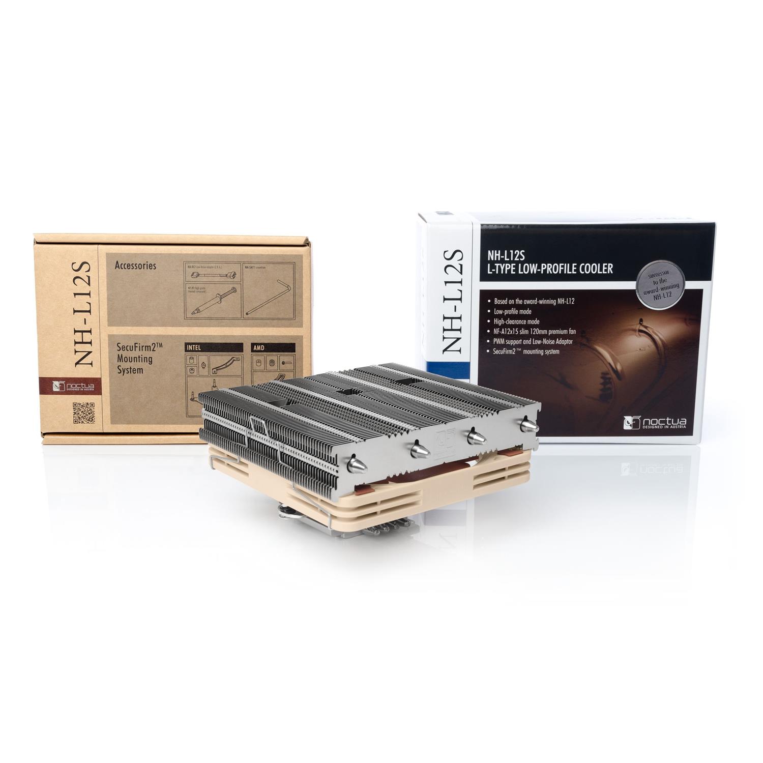 Zweites Bild vonNoctua NH-L12S, Kühler, 12 cm, 450 RPM, 1850 RPM, 94,2 m³/h, Beige, Nickel