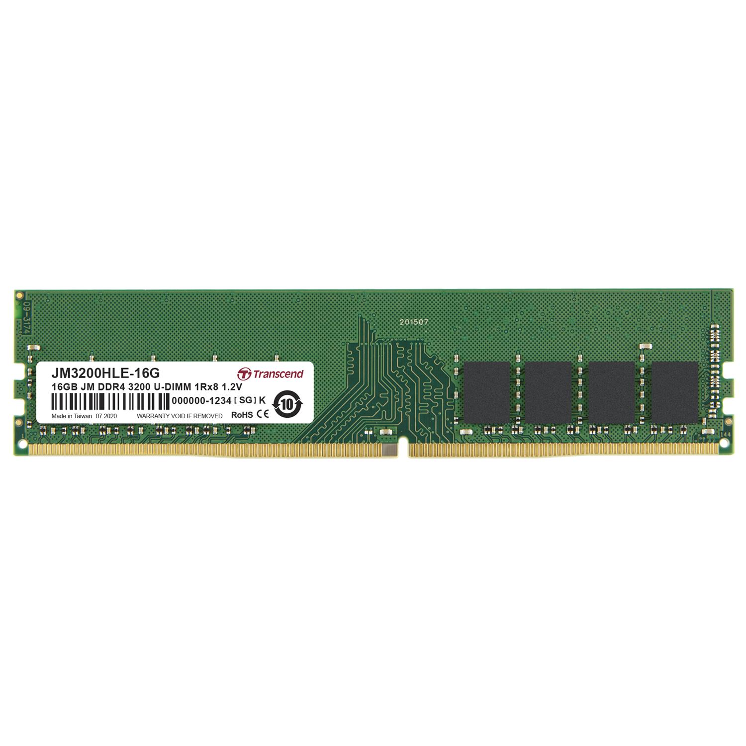 Zweites Bild vonTranscend JetRam JM3200HLE-16G, 16 GB, 1 x 16 GB, DDR4, 3200 MHz, 288-pin DIMM
