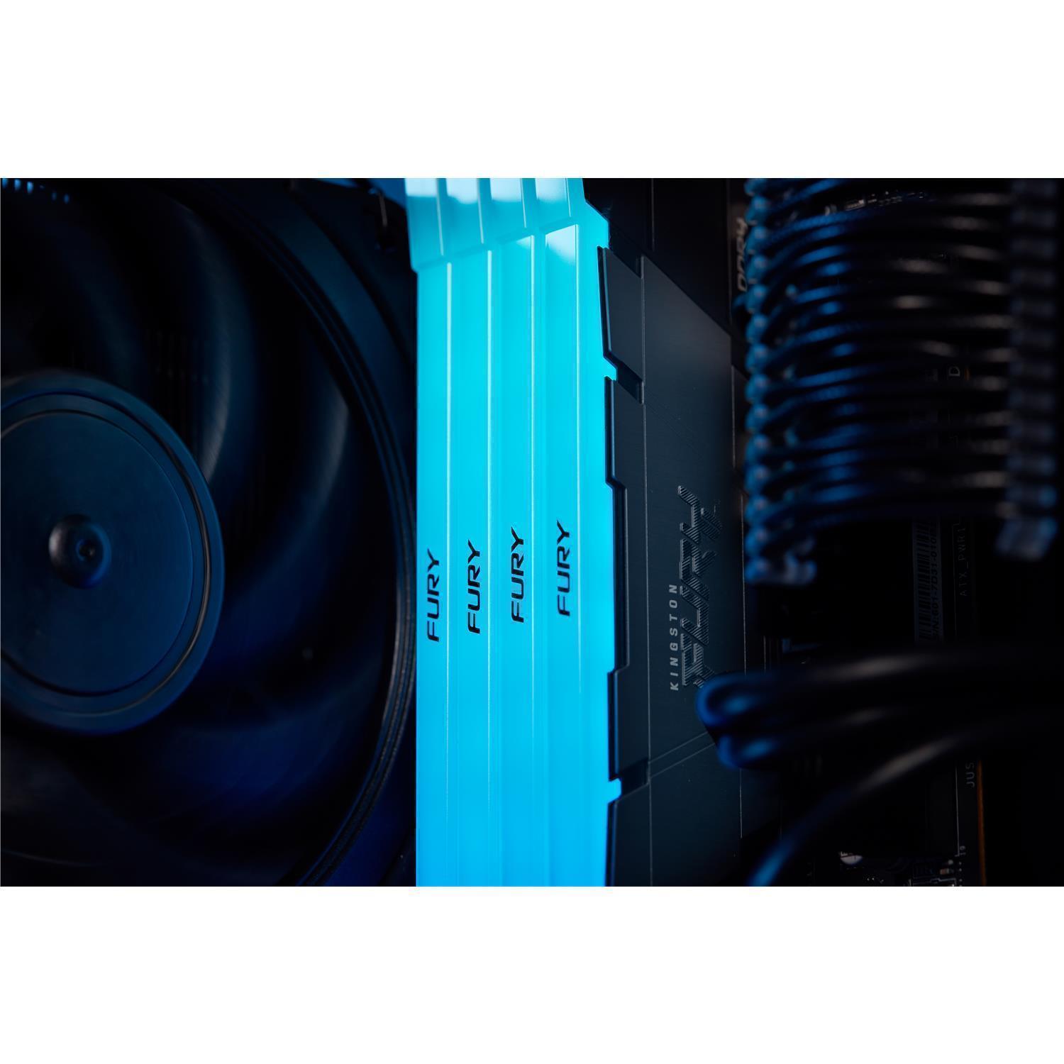 Zweites Bild vonKingston FURY 32GB 3600MT/s DDR4 CL16 DIMM (2er-Kit) 1Gx8 Renegade RGB, 32 GB, 2 x 16 GB, DDR4, 288-pin DIMM