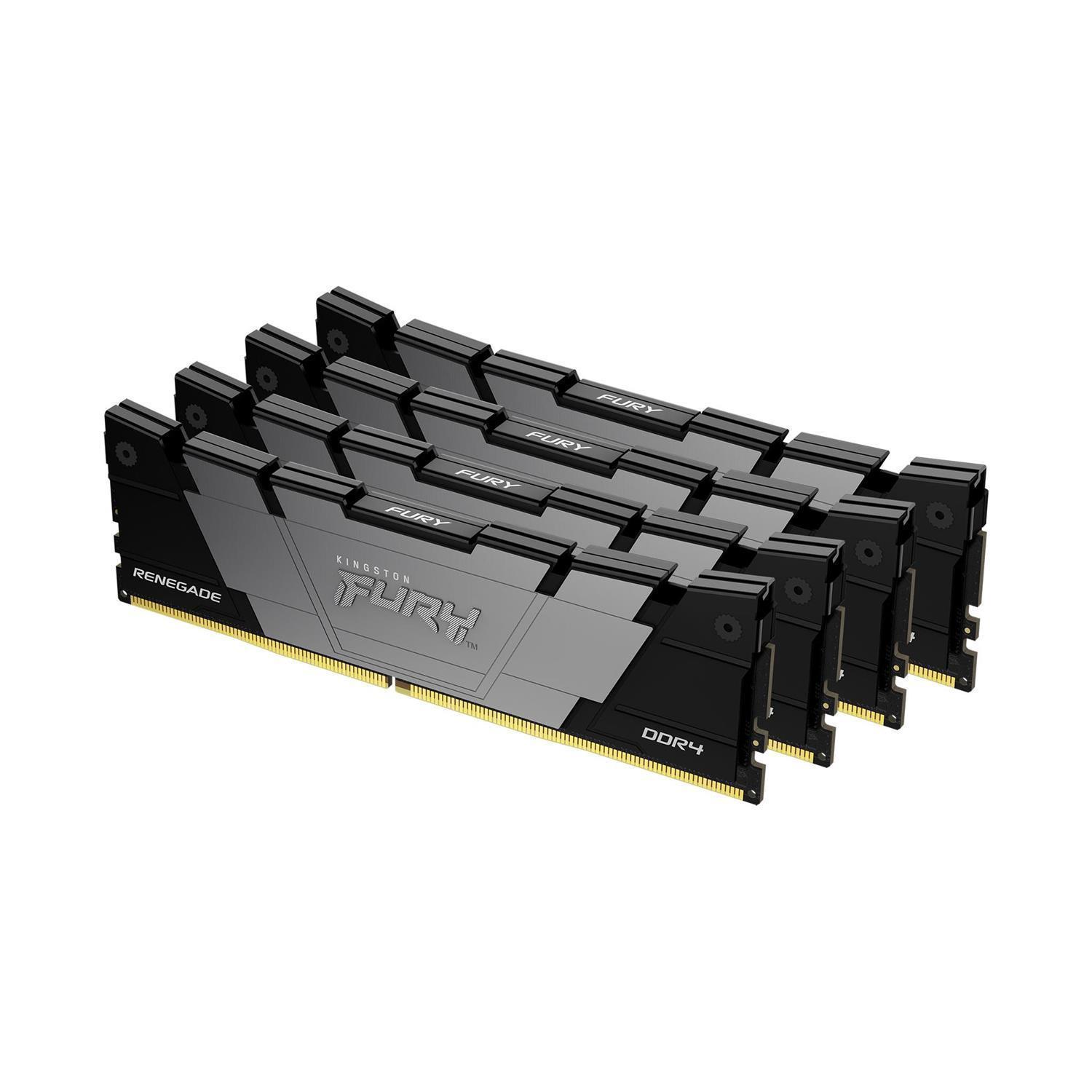 Kingston FURY 32GB 3600MT/s DDR4 CL16 DIMM (4er-Kit) Renegade Black, 32 GB, 4 x 8 GB, DDR4, 288-pin DIMM