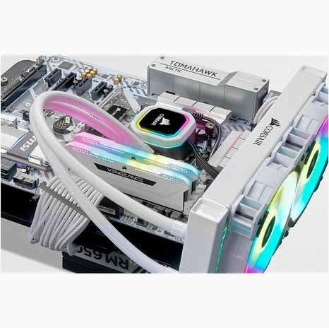 Zweites Bild vonCorsair Vengeance CMH64GX4M4E3200C16W, 64 GB, 4 x 16 GB, DDR4, 3200 MHz, 288-pin DIMM, Weiß