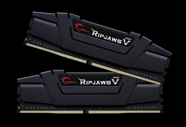 G.Skill Ripjaws V F4-3200C16D-32GVK, 32 GB, 2 x 16 GB, DDR4, 3200 MHz, 288-pin DIMM, Schwarz