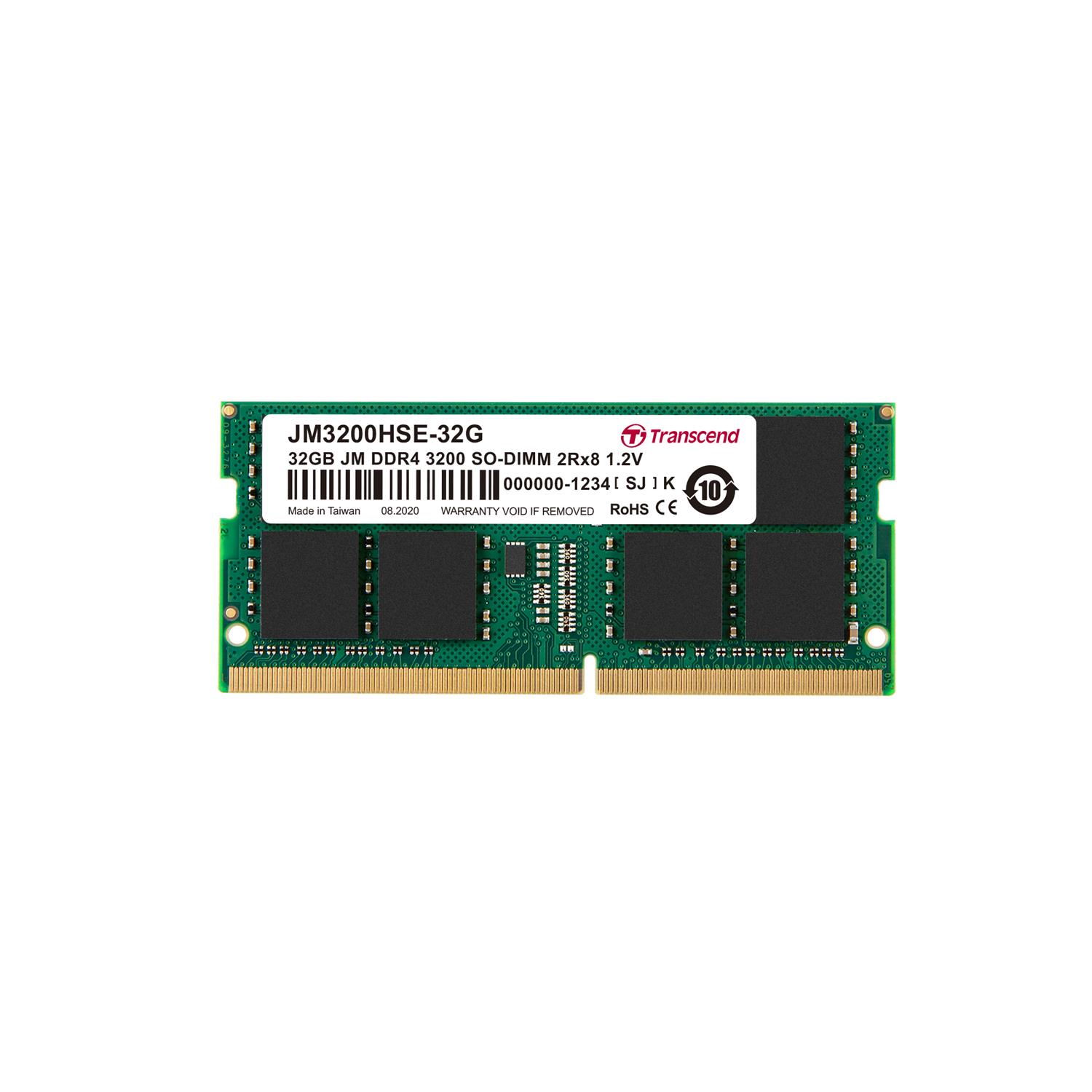 Transcend JetRam JM3200HSE-32G, 32 GB, 2 x 8 GB, DDR4, 3200 MHz, 260-pin SO-DIMM