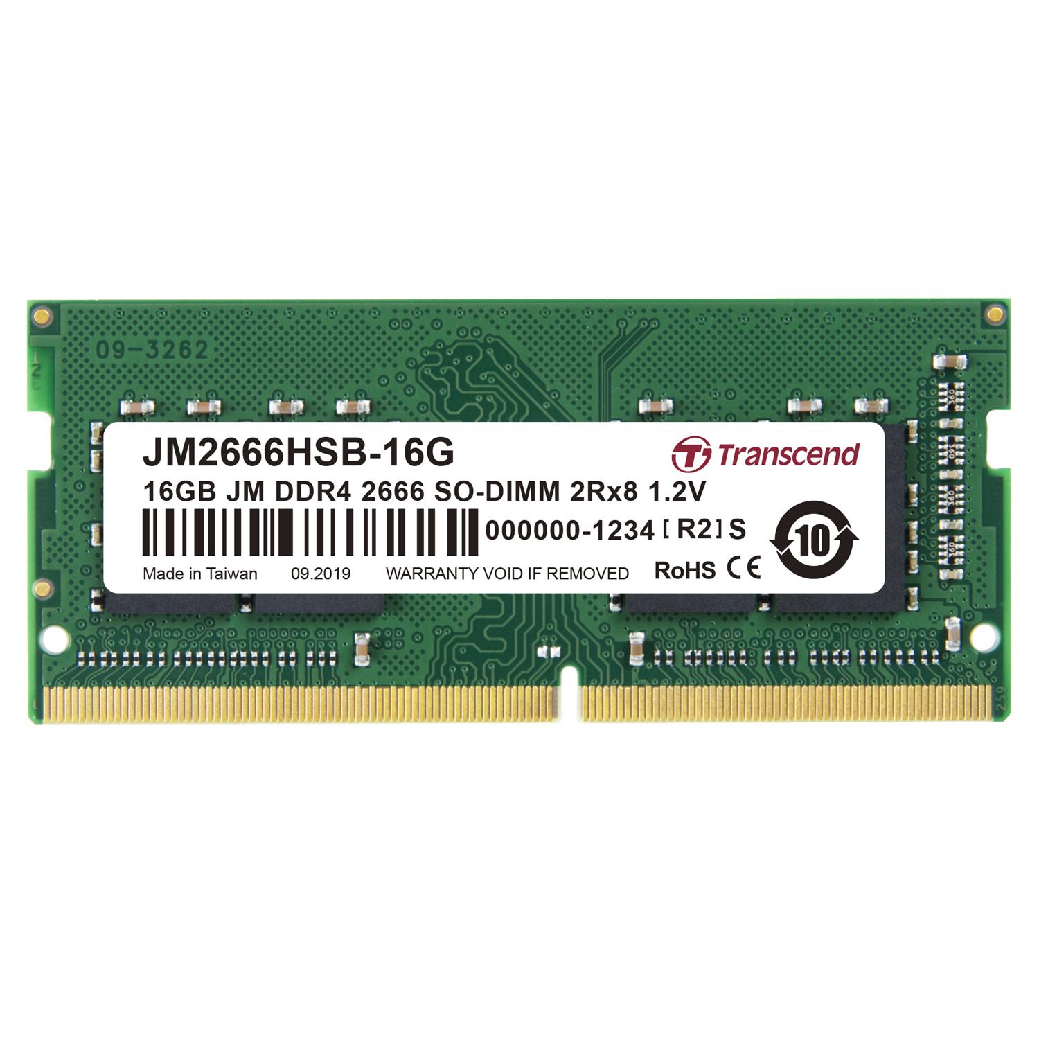 Zweites Bild vonTranscend JetRam JM2666HSB-16G, 16 GB, 1 x 16 GB, DDR4, 2666 MHz, 260-pin SO-DIMM