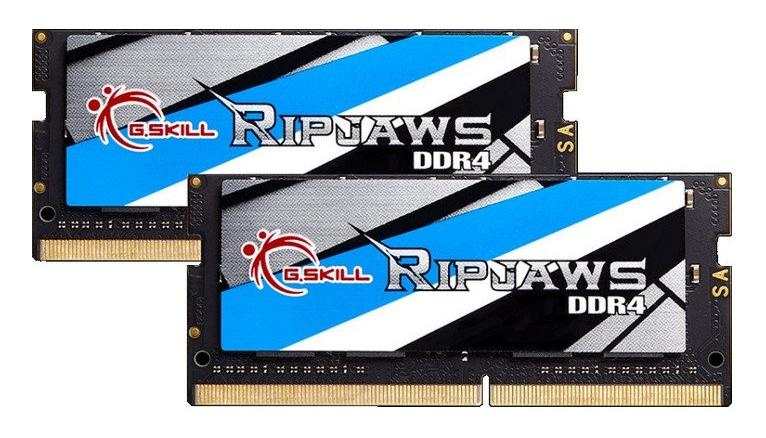 G.Skill Ripjaws, 32 GB, 2 x 16 GB, DDR4, 2400 MHz, 260-pin SO-DIMM, Schwarz, Blau, Gold, Grau, Weiß
