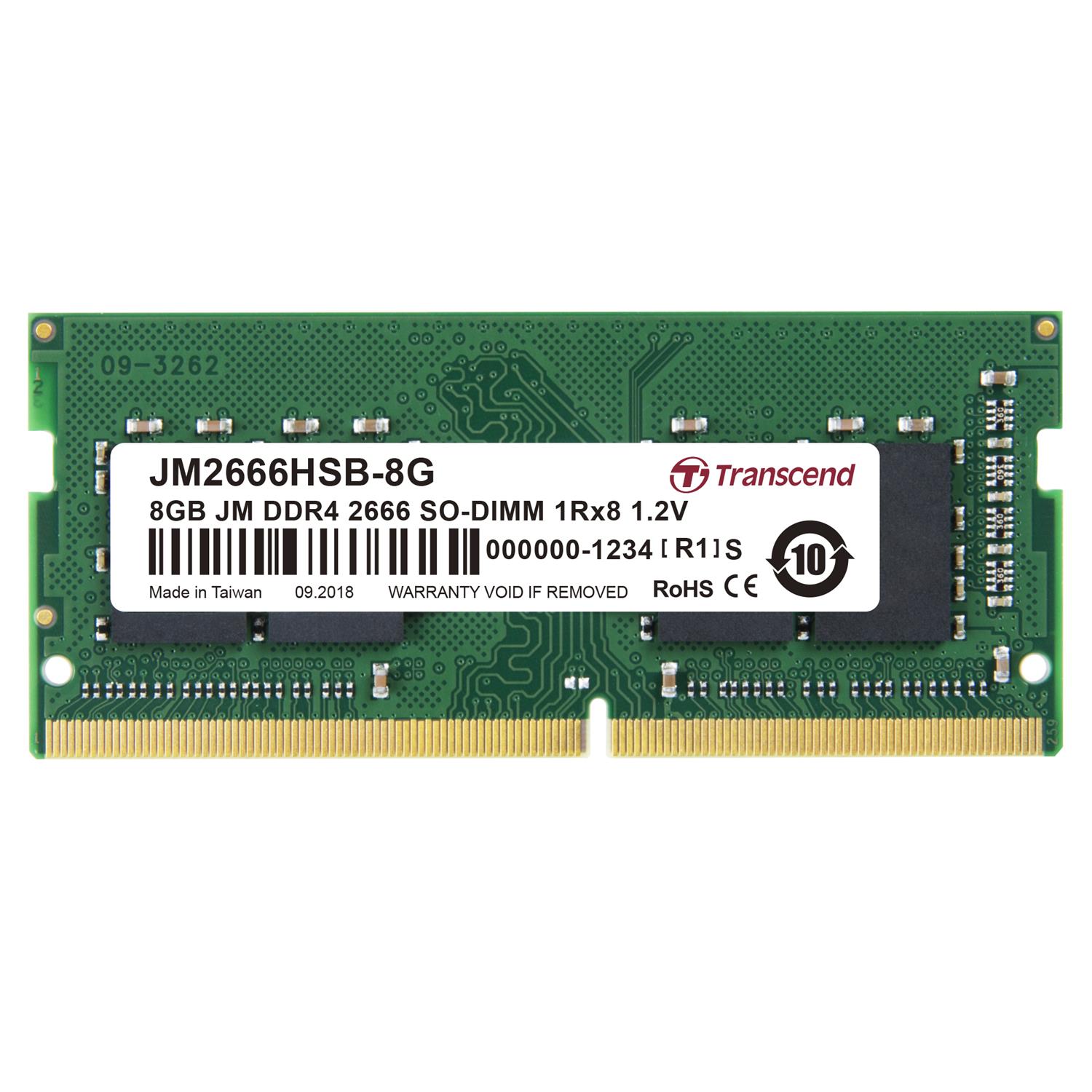 Zweites Bild vonTranscend JM2666HSB-8G, 8 GB, 1 x 8 GB, DDR4, 2666 MHz, 260-pin SO-DIMM