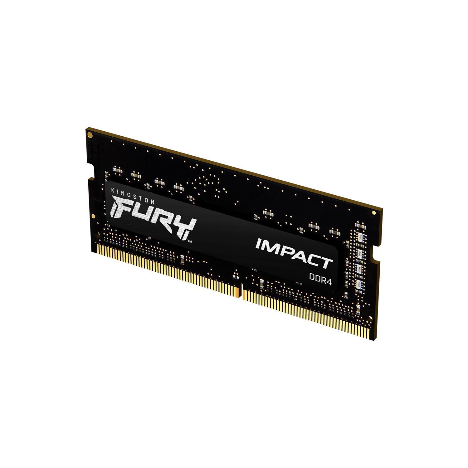 Kingston FURY 8GB 3200MT/s DDR4 CL20 SODIMM Impact, 8 GB, 1 x 8 GB, DDR4, 260-pin SO-DIMM, Schwarz
