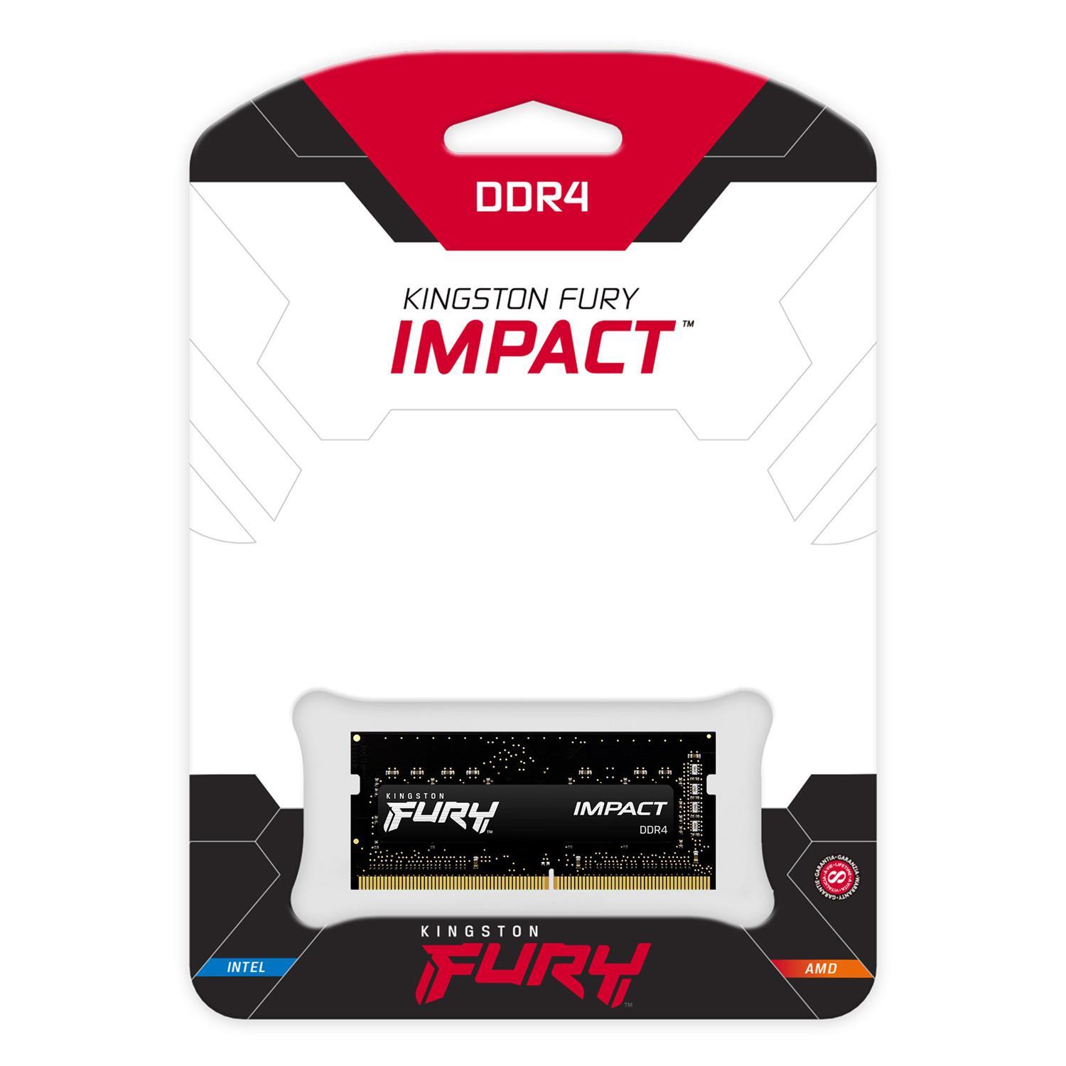 Zweites Bild vonKingston FURY 8GB 3200MT/s DDR4 CL20 SODIMM Impact, 8 GB, 1 x 8 GB, DDR4, 260-pin SO-DIMM, Schwarz