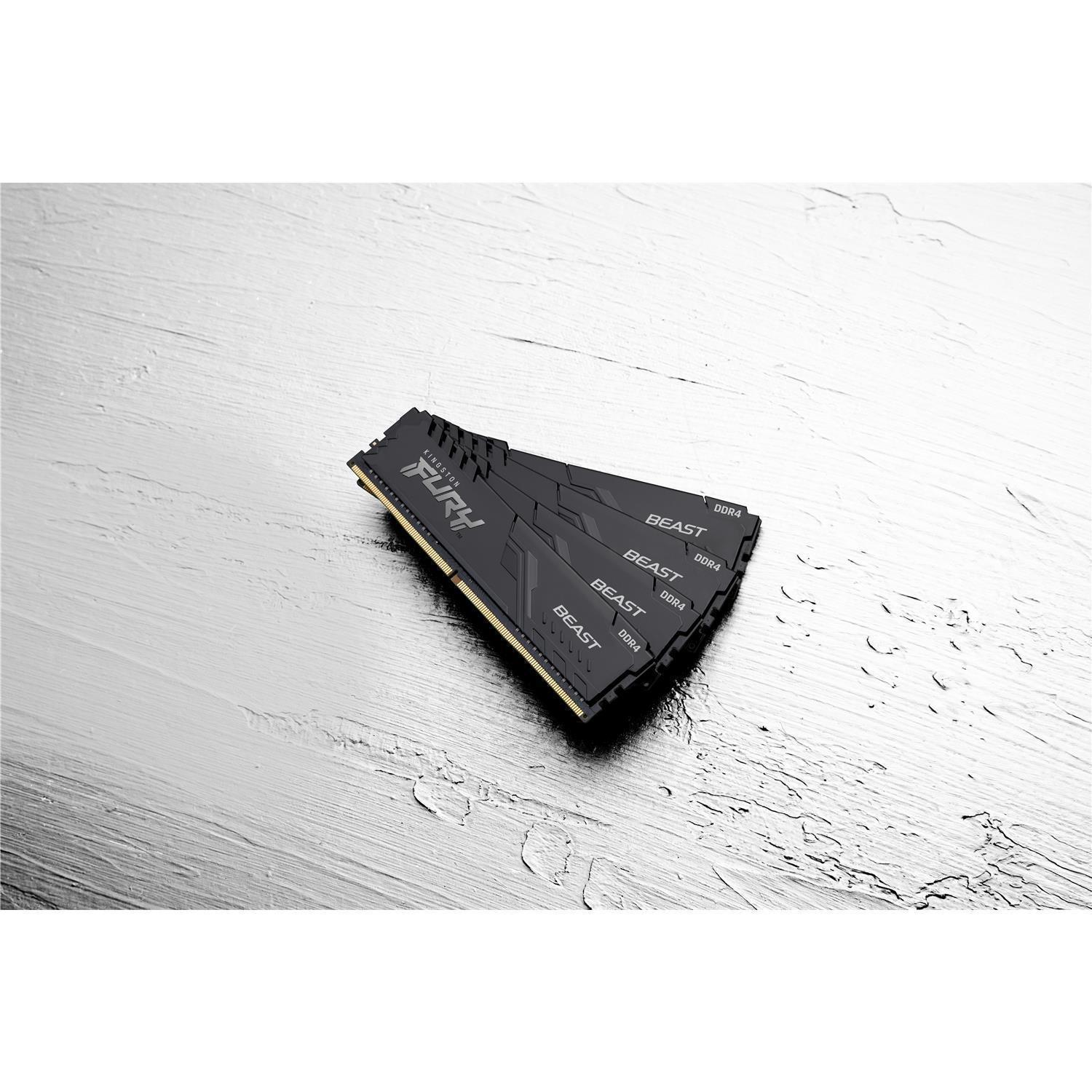Zweites Bild vonKingston FURY Beast 64GB 3200MT/s DDR4 CL16 DIMM (4er-Kit) Black, 64 GB, 4 x 16 GB, DDR4, 288-pin DIMM