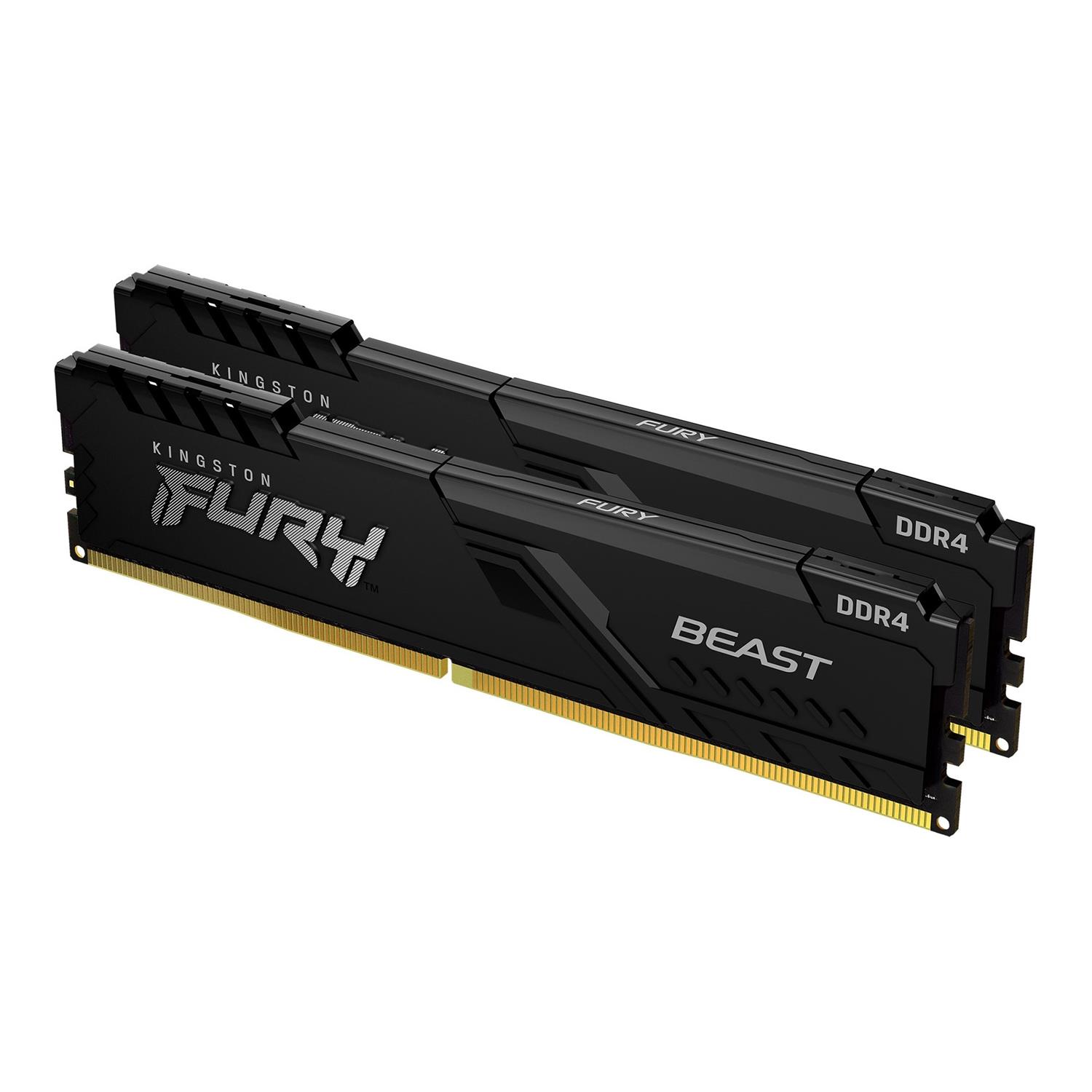 Kingston FURY Beast 32GB 3200MT/s DDR4 CL16 DIMM (2er-Kit) 1Gx8 Black, 32 GB, 2 x 16 GB, DDR4, 288-pin DIMM