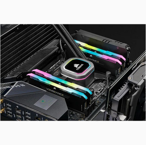 Zweites Bild vonCorsair Vengeance RGB Pro CMH64GX4M2E3200C16, 64 GB, 2 x 32 GB, DDR4, 3200 MHz, 288-pin DIMM, Schwarz