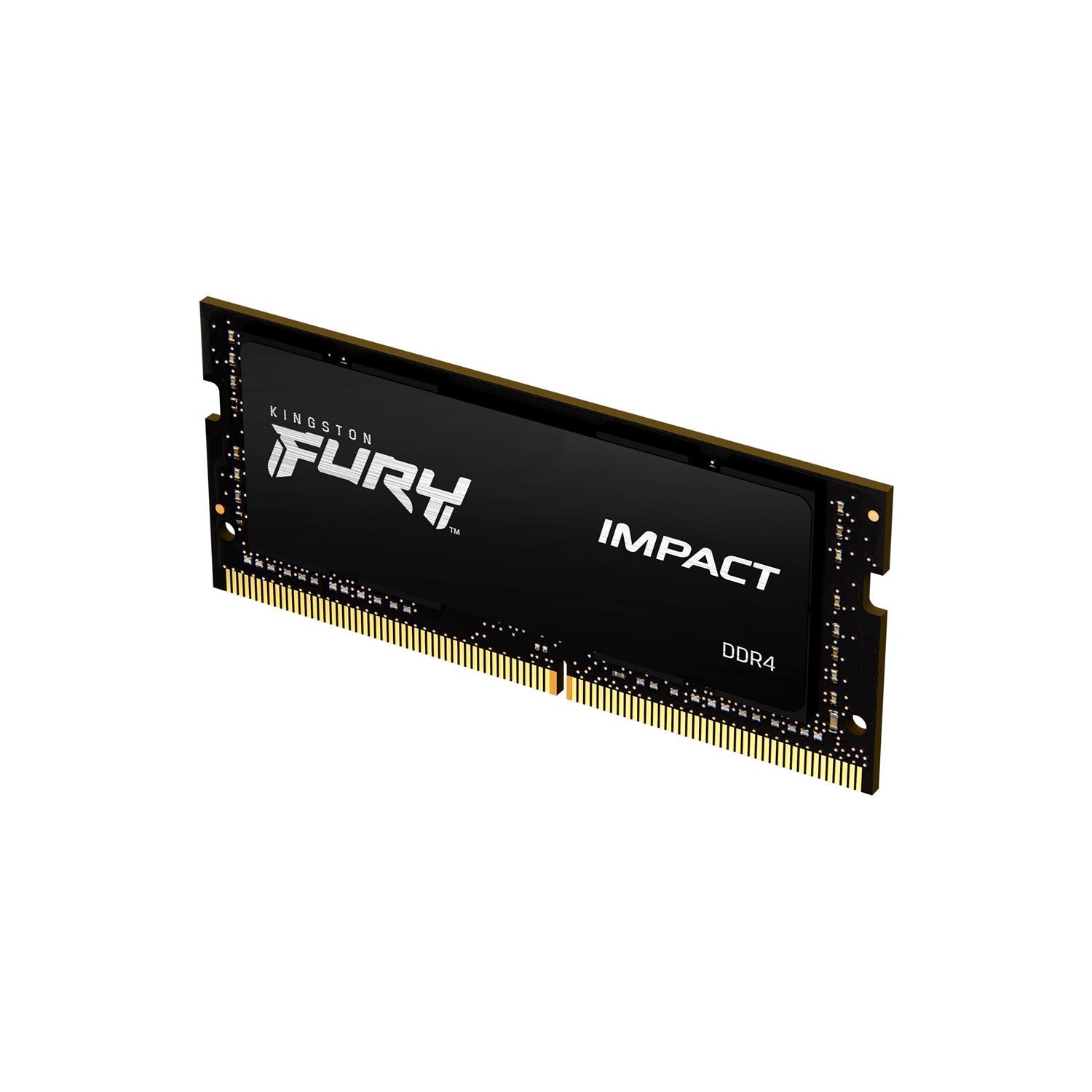 Kingston FURY 32GB 3200MT/s DDR4 CL20 SODIMM Impact, 32 GB, 1 x 32 GB, DDR4, 260-pin SO-DIMM, Schwarz