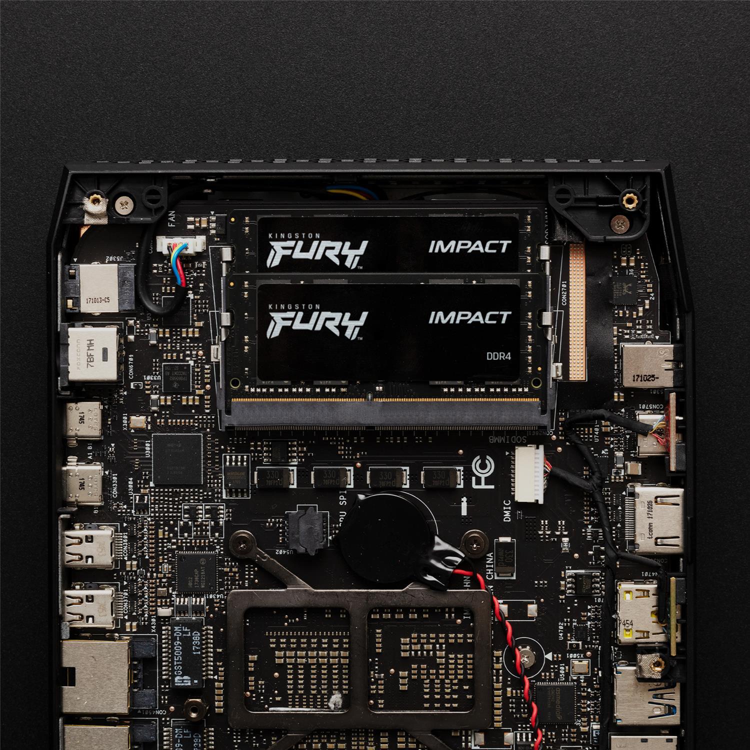 Zweites Bild vonKingston FURY 32GB 3200MT/s DDR4 CL20 SODIMM Impact, 32 GB, 1 x 32 GB, DDR4, 260-pin SO-DIMM, Schwarz