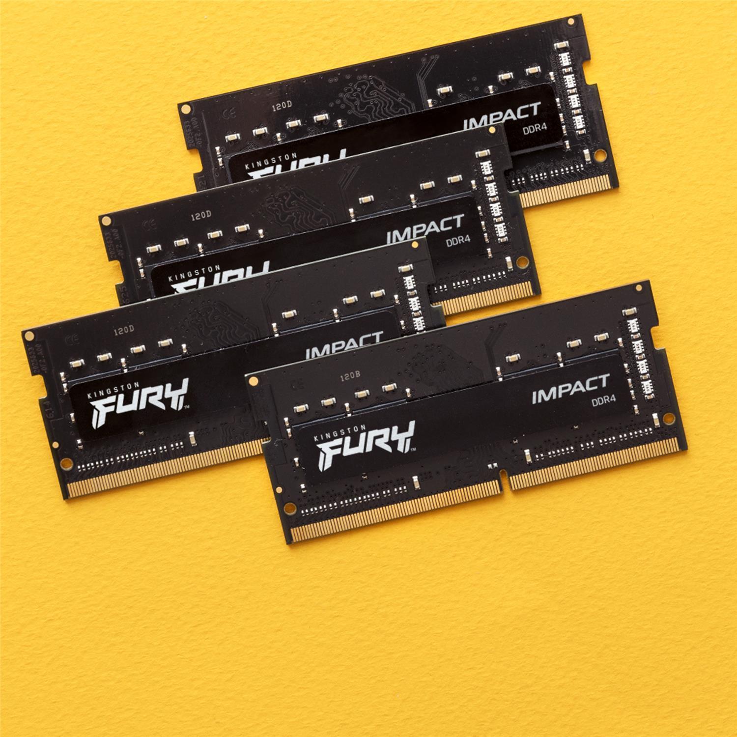 Zweites Bild vonKingston FURY 32GB 3200MT/s DDR4 CL20 SODIMM (Kit of 2) Impact, 32 GB, 2 x 16 GB, DDR4, 260-pin SO-DIMM