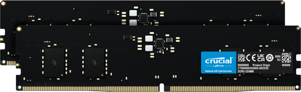 Crucial CT2K8G48C40U5, 16 GB, 2 x 8 GB, DDR5, 4800 MHz, 288-pin DIMM