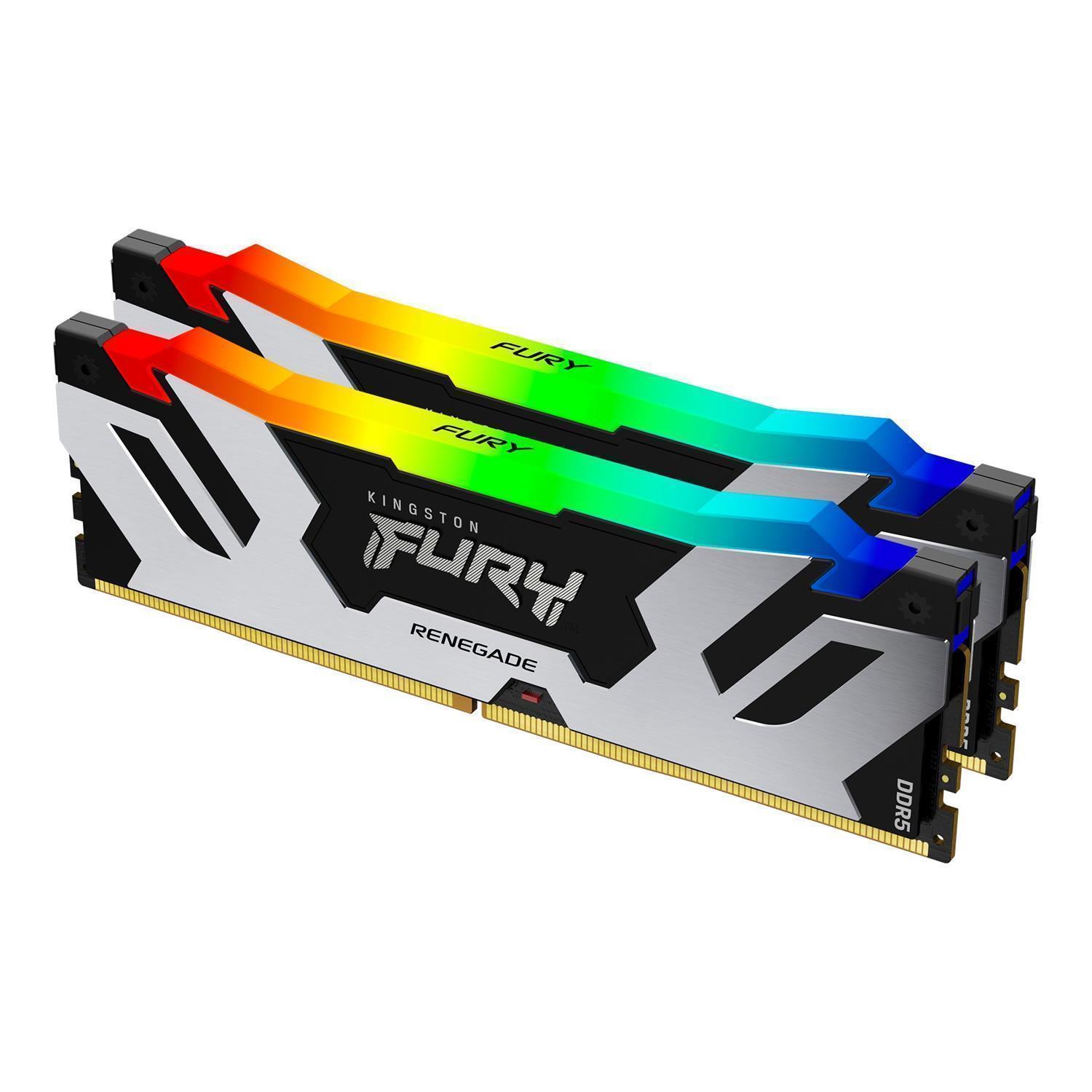 Kingston FURY 96GB 6400MT/s DDR5 CL32 DIMM (2er-Kits) Renegade RGB XMP, 96 GB, 2 x 48 GB, DDR5, 288-pin DIMM