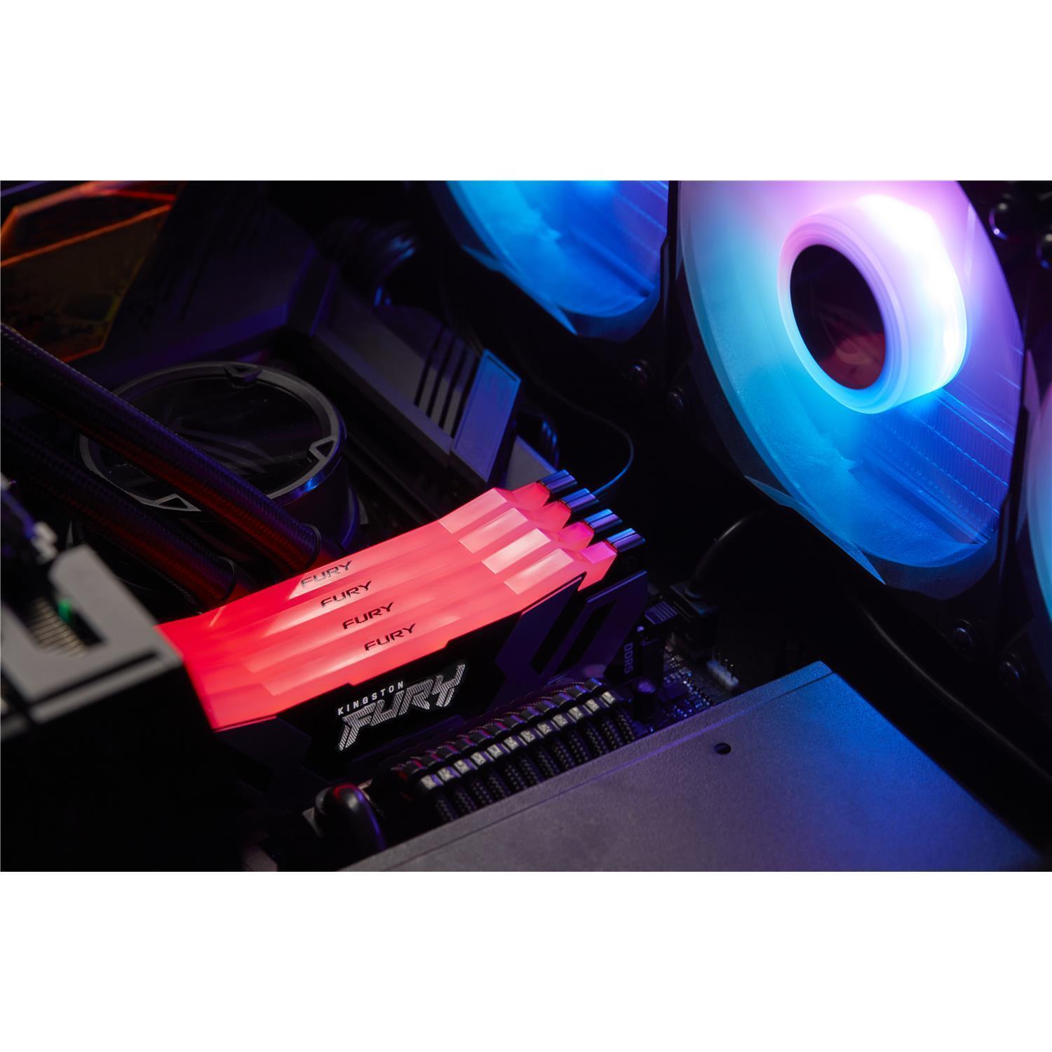 Zweites Bild vonKingston FURY 96GB 6400MT/s DDR5 CL32 DIMM (2er-Kits) Renegade RGB XMP, 96 GB, 2 x 48 GB, DDR5, 288-pin DIMM
