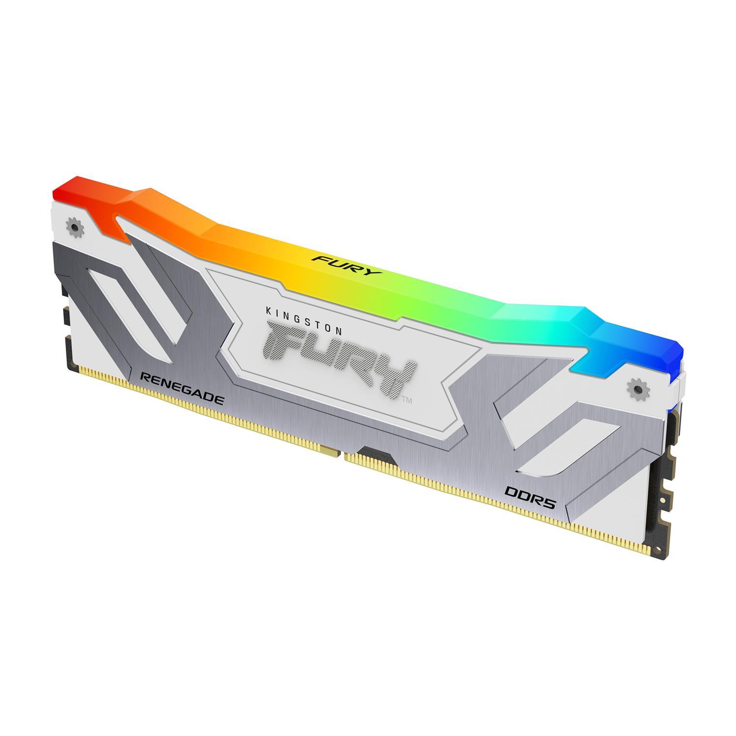 Zweites Bild vonKingston FURY 24GB 8400MT/s DDR5 CL40 CUDIMM Renegade RGB Weiß XMP, 24 GB, 1 x 24 GB, DDR5, 288-pin DIMM