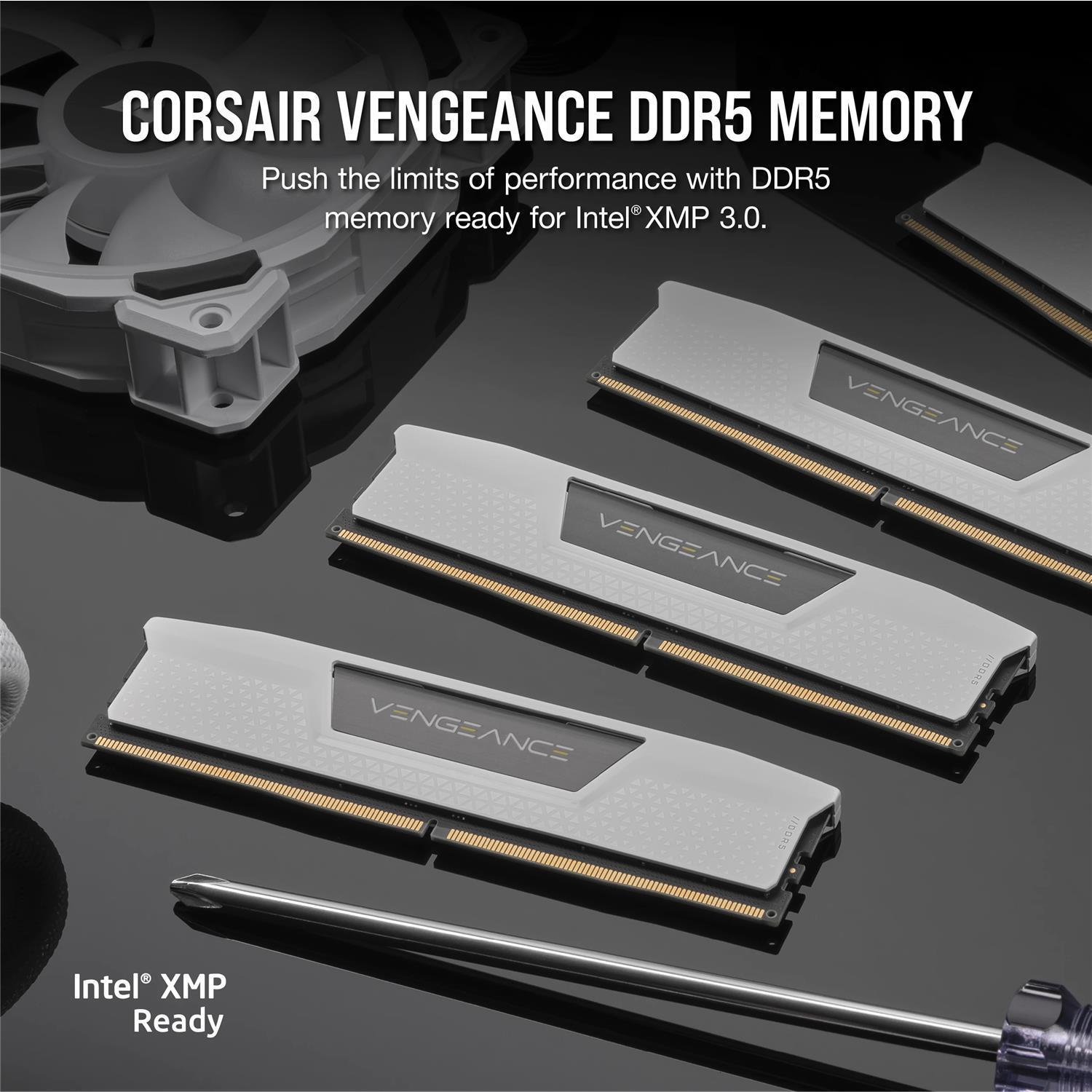 Zweites Bild vonCorsair Vengeance CMK32GX5M2B6000Z30W, 32 GB, 2 x 16 GB, DDR5, 6000 MHz, 288-pin DIMM, Weiß