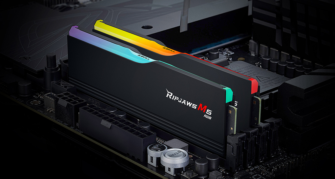 Zweites Bild vonG.Skill Ripjaws M5 RGB F5-5200J4040A32GX2-RM5RK, 64 GB, 2 x 32 GB, DDR5, 5200 MHz, 288-pin DIMM