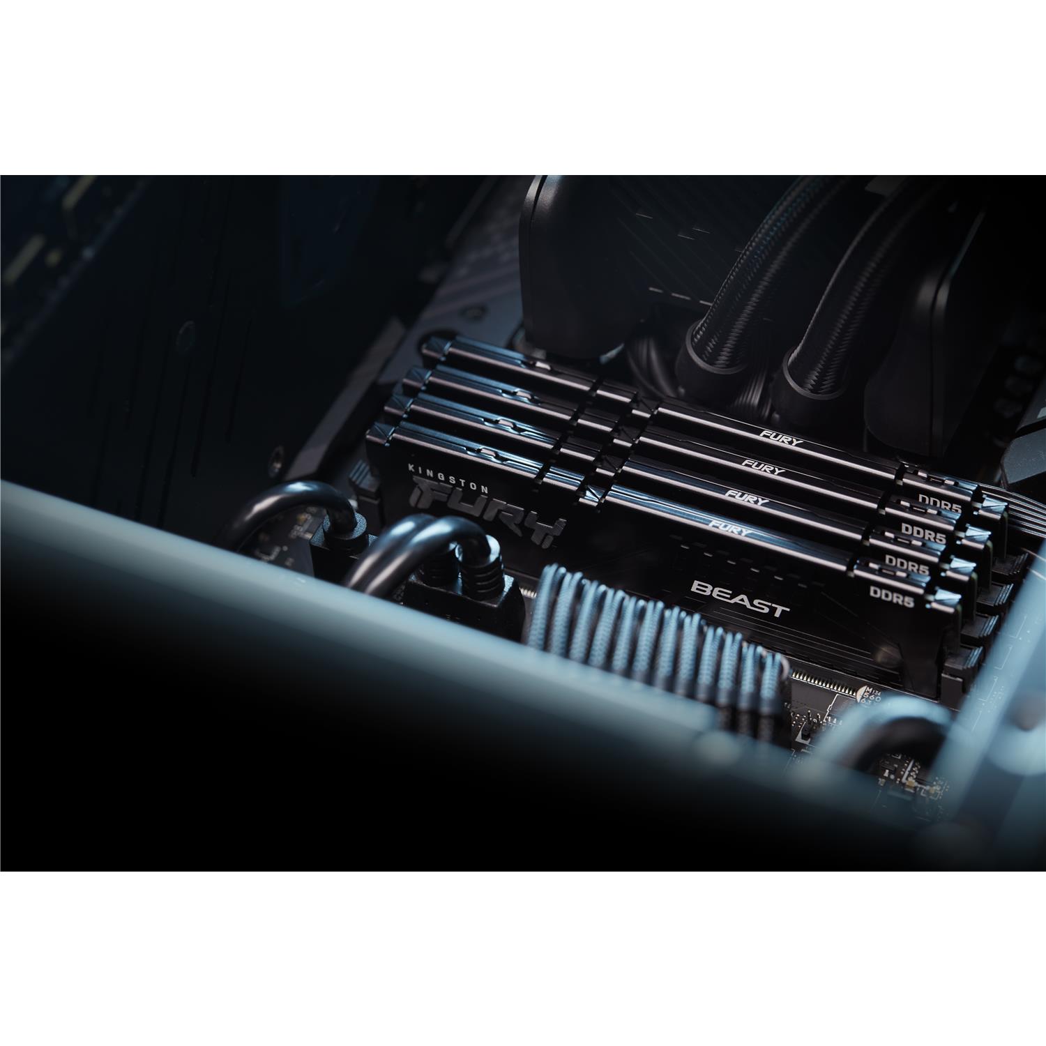 Zweites Bild vonKingston FURY Beast 128 GB 5200 MT/s DDR5 CL40 DIMM (4er-Kit) Black XMP, 128 GB, 4 x 32 GB, DDR5, 288-pin DIMM, Schwarz