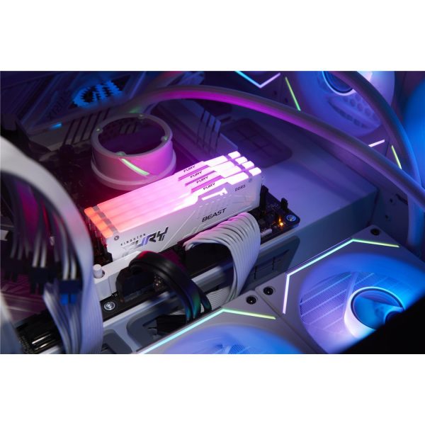 Zweites Bild vonKingston FURY Beast 16 GB 5200 MT/s DDR5 CL36 DIMM White RGB EXPO, 16 GB, 1 x 16 GB, DDR5, 288-pin DIMM