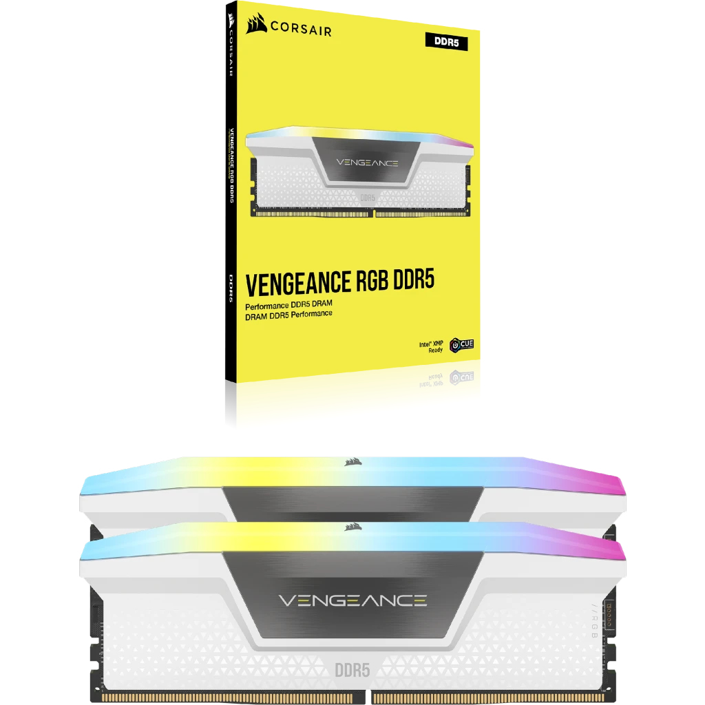 Zweites Bild vonCorsair Vengeance RGB CMH64GX5M2B6400C32W, 64 GB, 2 x 32 GB, DDR5, 4800 MHz, 288-pin DIMM