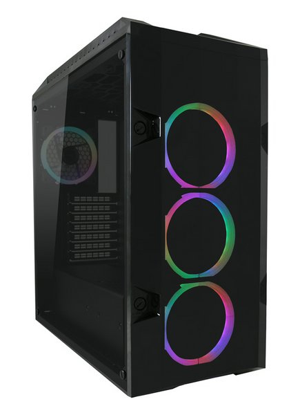 LC-Power 998B, Midi Tower, PC, Schwarz, Transparent, ATX, micro ATX, Mini-ATX, Metall, Kunststoff, Gehärtetes Glas, Gaming