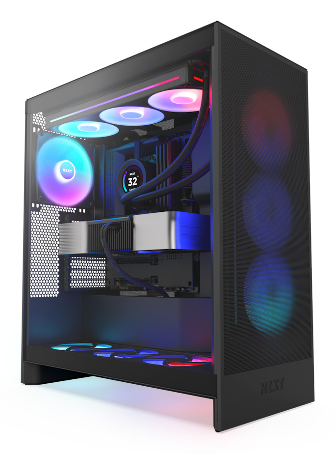 NZXT H7 Flow RGB, Midi Tower, PC, Schwarz, ATX, EATX, micro ATX, Mini-ITX, SGCC, Gehärtetes Glas, 18,5 cm