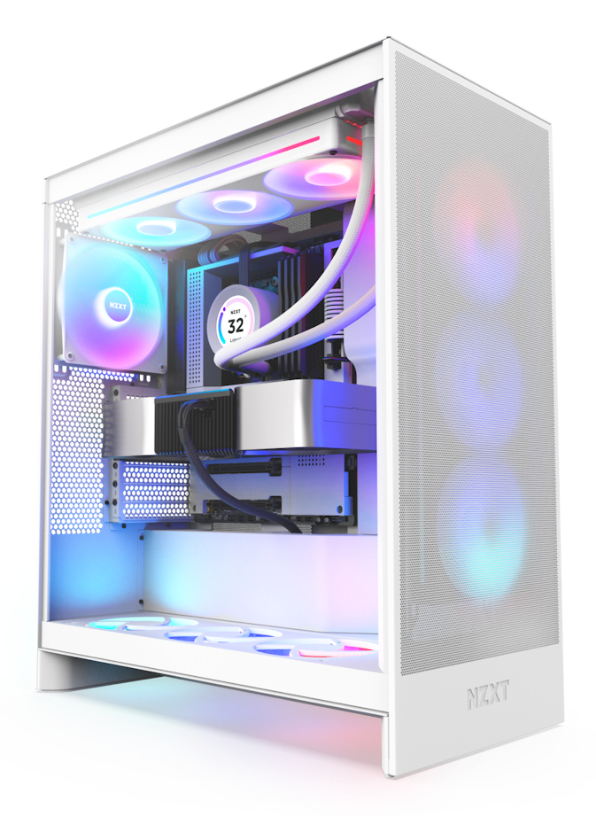 NZXT H7 Flow RGB, Midi Tower, PC, Weiß, ATX, EATX, micro ATX, Mini-ITX, SGCC, Gehärtetes Glas, 18,5 cm