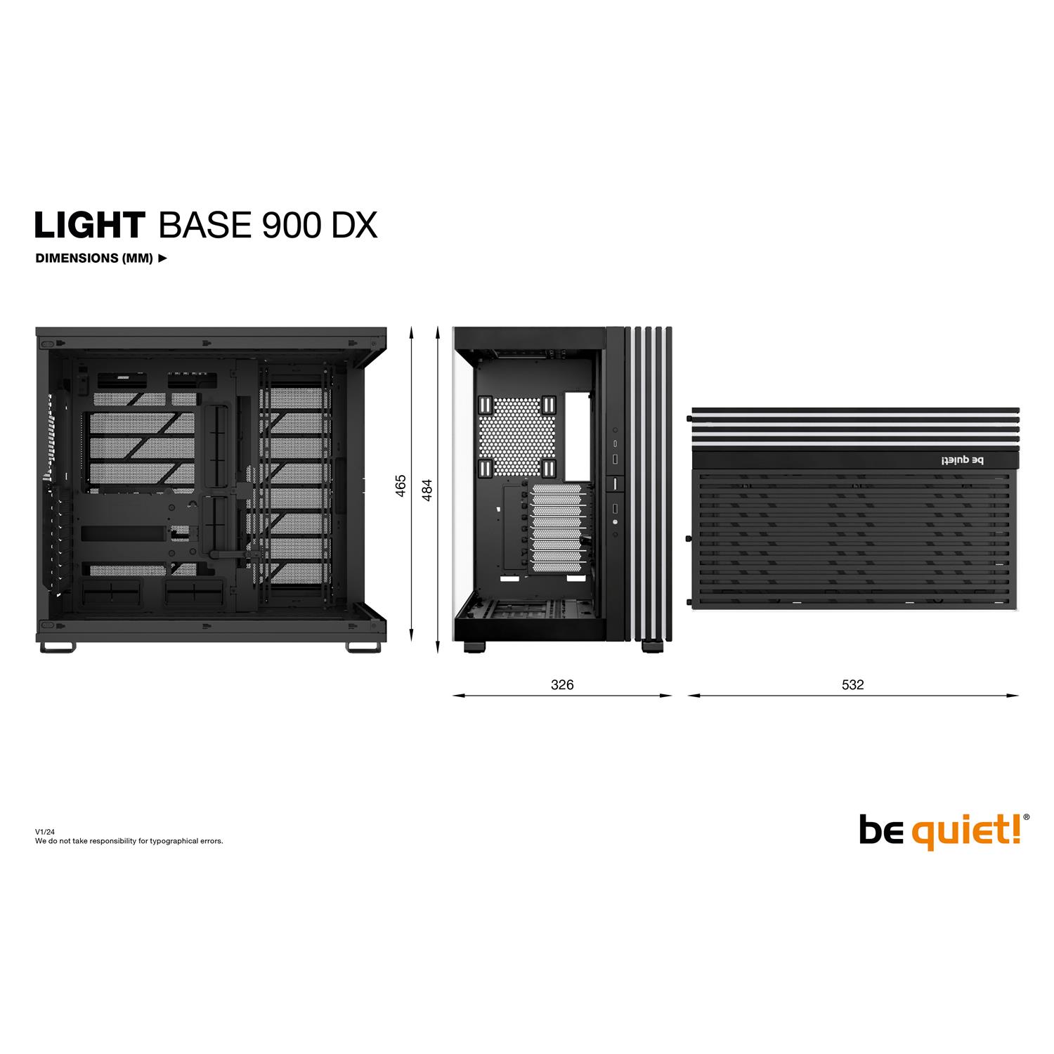 Zweites Bild vonBe Quiet! LIGHT BASE 900 DX Black, Full Tower, PC, Schwarz, ATX, EATX, micro ATX, Mini-ATX, XL-ATX, Acrylnitril-Butadien-Styrol (ABS), Glas, Stahl, Gaming