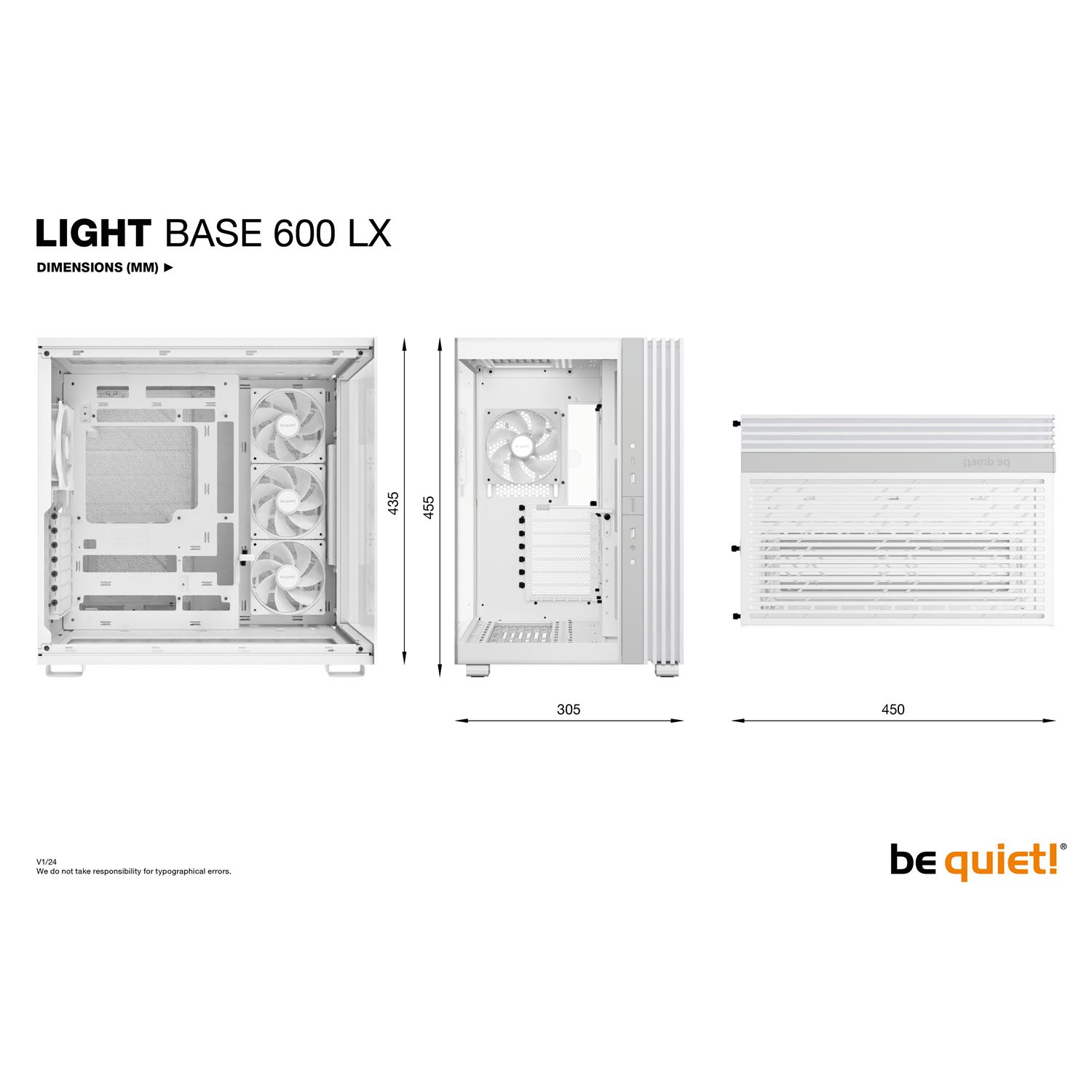 Zweites Bild vonBe Quiet! LIGHT BASE 600 LX White, Midi Tower, PC, Weiß, ATX, micro ATX, Mini-ITX, Acrylnitril-Butadien-Styrol (ABS), Glas, SGCC, Gaming