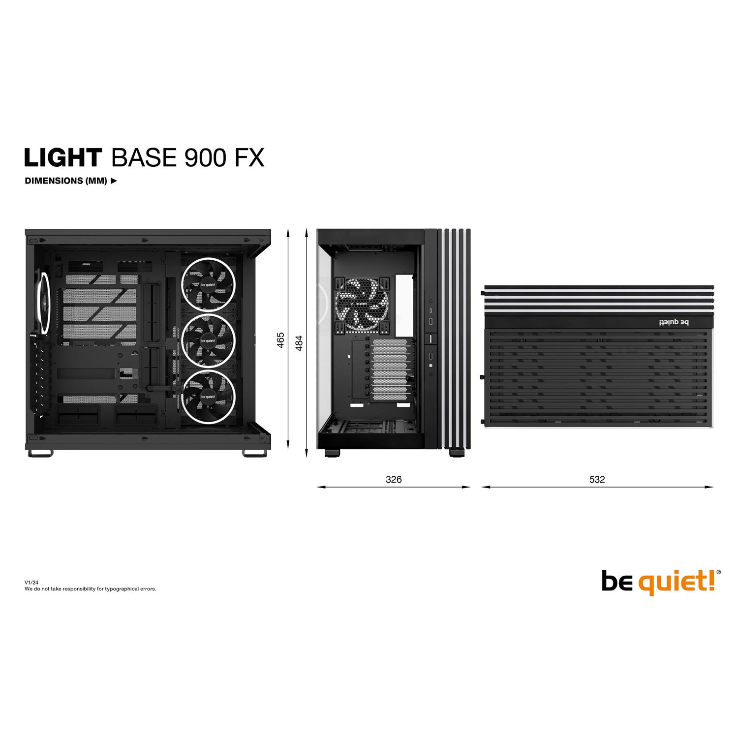 Zweites Bild vonBe Quiet! LIGHT BASE 900 FX Black, Full Tower, PC, Schwarz, ATX, EATX, micro ATX, Mini-ITX, XL-ATX, Acrylnitril-Butadien-Styrol (ABS), Glas, SGCC, Gaming