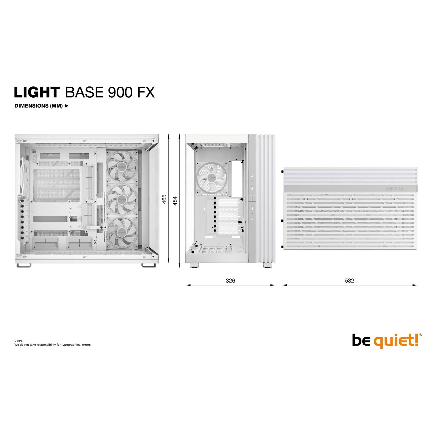 Zweites Bild vonBe Quiet! LIGHT BASE 900 FX White, Full Tower, PC, Weiß, ATX, EATX, micro ATX, Mini-ITX, XL-ATX, Acrylnitril-Butadien-Styrol (ABS), Glas, SGCC, Gaming