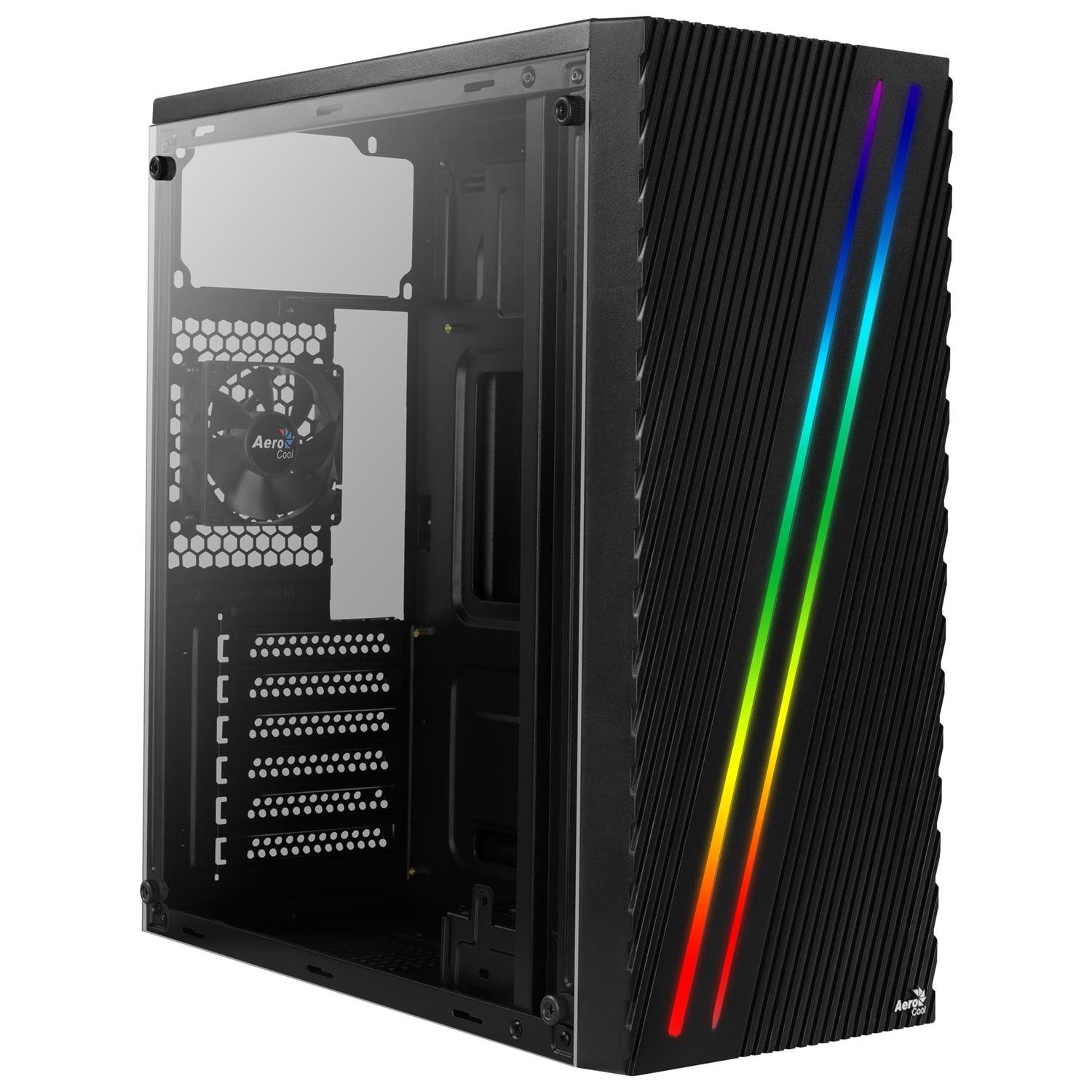 AEROCOOL ADVANCED TECHNOLOGIES Aerocool Streak, Midi Tower, PC, Schwarz, ATX, micro ATX, Mini-ITX, Acrylnitril-Butadien-Styrol (ABS), SPCC, Multi