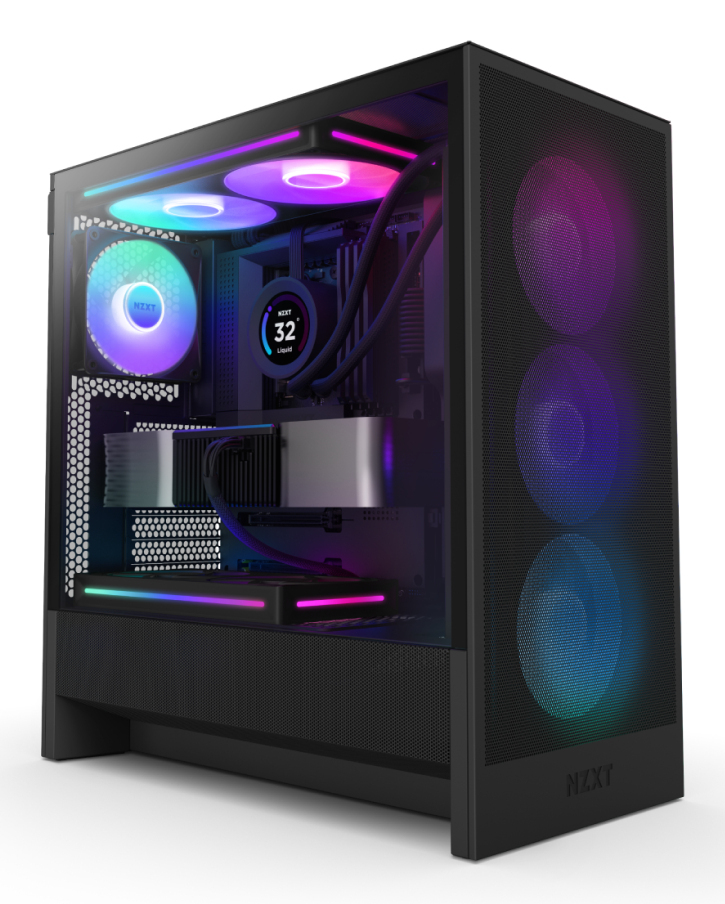 NZXT H5 Flow RGB, Midi Tower, PC, Schwarz, ATX, EATX, micro ATX, Mini-ITX, SGCC, Gehärtetes Glas, Gaming