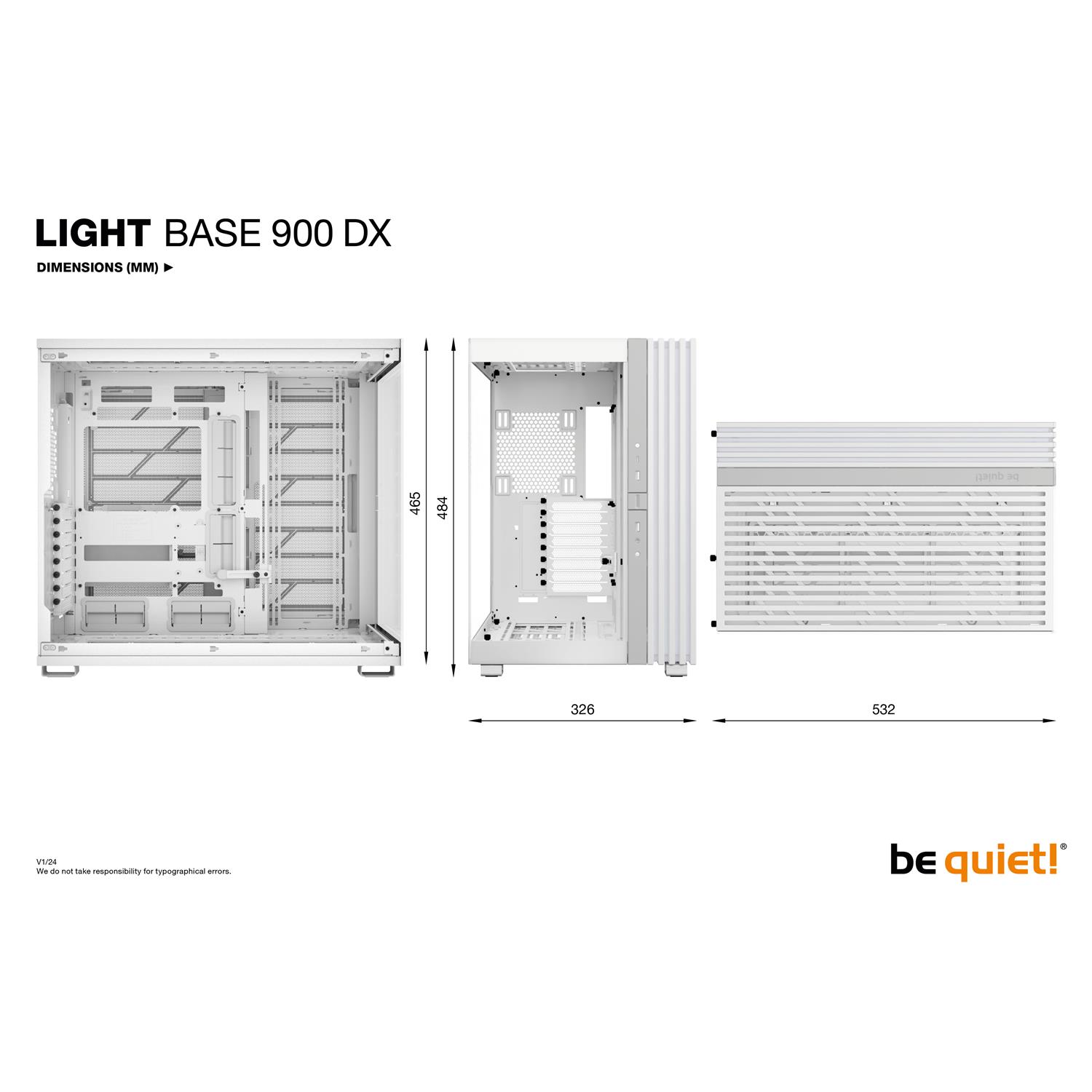 Zweites Bild vonBe Quiet! LIGHT BASE 900 DX White, Full Tower, PC, Weiß, ATX, EATX, micro ATX, Mini-ATX, XL-ATX, Acrylnitril-Butadien-Styrol (ABS), Glas, Stahl, Gaming