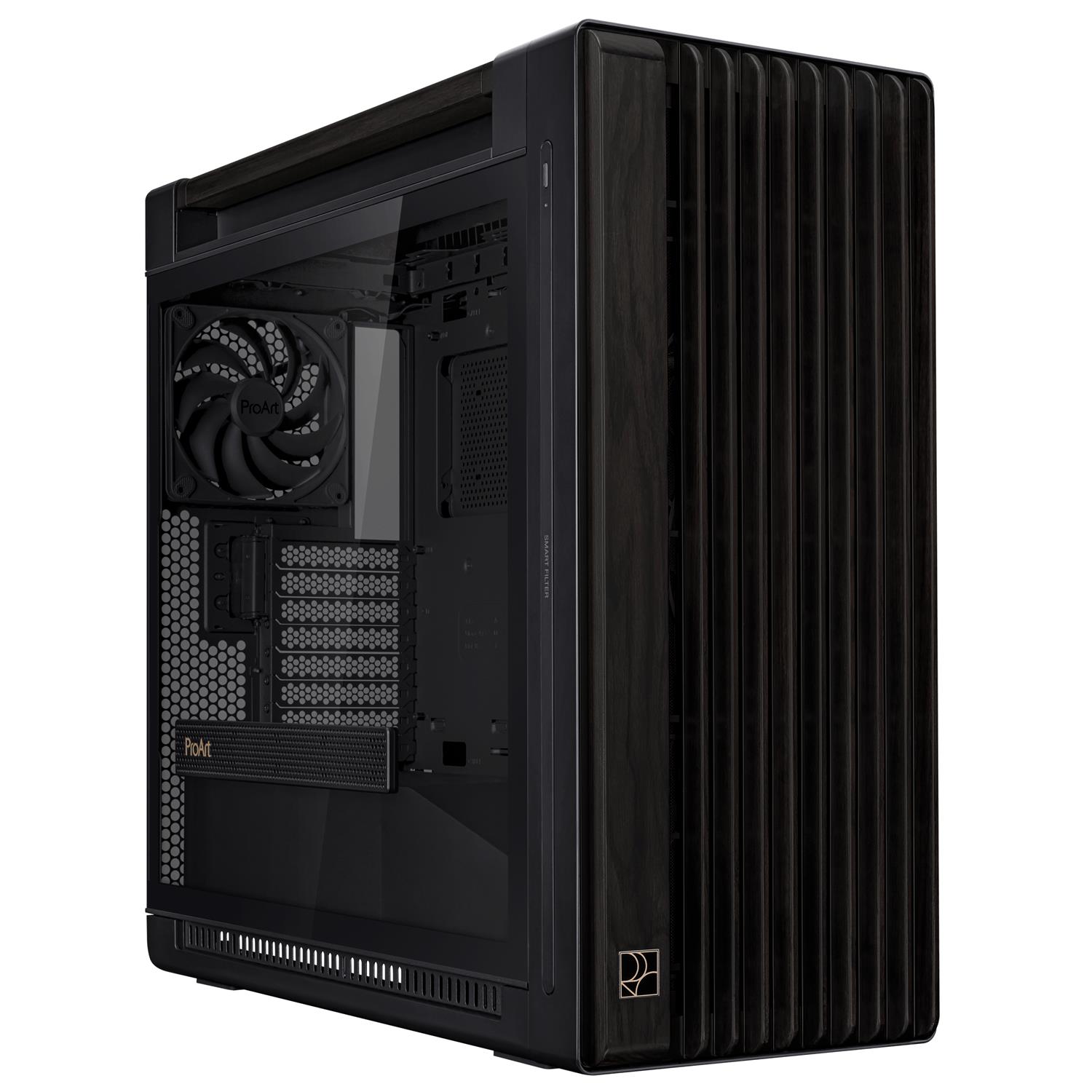 ASUS ProArt PA602 Wood Edition, Midi Tower, PC, Schwarz, ATX, DTX, EATX, micro ATX, Mini-DTX, Mini-ITX, Holz, 19 cm