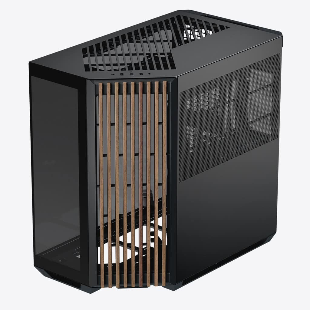 APNX V1-W-BK-v1, Midi Tower, PC, Schwarz, Holz, ATX, micro ATX, Mini-ITX, Acrylnitril-Butadien-Styrol (ABS), SGCC, Gaming