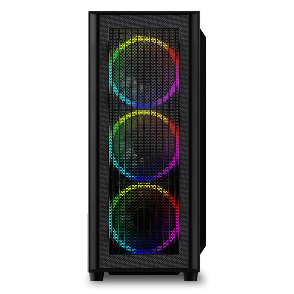 Zweites Bild vonSharkoon RGB Wave, Desktop, PC, Schwarz, ATX, micro ATX, Mini-ITX, Multi, Hinten, Vorderseite