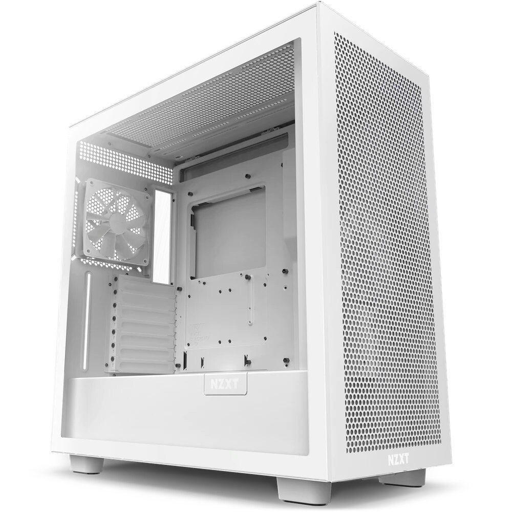 NZXT H7 Flow, Midi Tower, PC, Weiß, ATX, EATX, micro ATX, Mini-ITX, Galvanisiertes Stahl, Gehärtetes Glas, Gaming