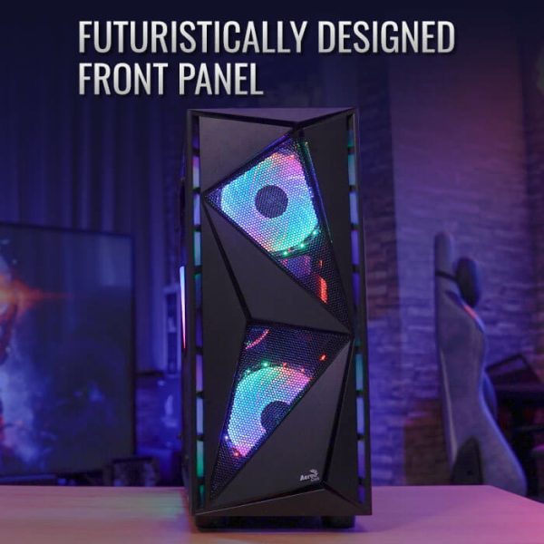 Zweites Bild vonAEROCOOL ADVANCED TECHNOLOGIES Aerocool Glider Tempered Glass, PC, Schwarz, ATX, micro ATX, Mini-ITX, Acrylnitril-Butadien-Styrol (ABS), SPCC, Stahl, Gaming, 15,7 cm