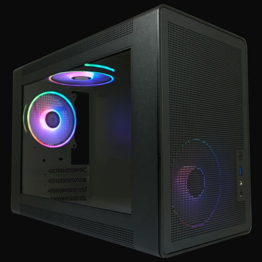 LC-Power LC-716MB-ON, Micro Tower, PC, Schwarz, micro ATX, Mini-ITX, Metall, Kunststoff, Gehärtetes Glas, Gaming