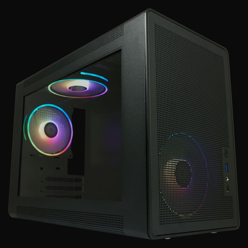 Zweites Bild vonLC-Power LC-716MB-ON, Micro Tower, PC, Schwarz, micro ATX, Mini-ITX, Metall, Kunststoff, Gehärtetes Glas, Gaming