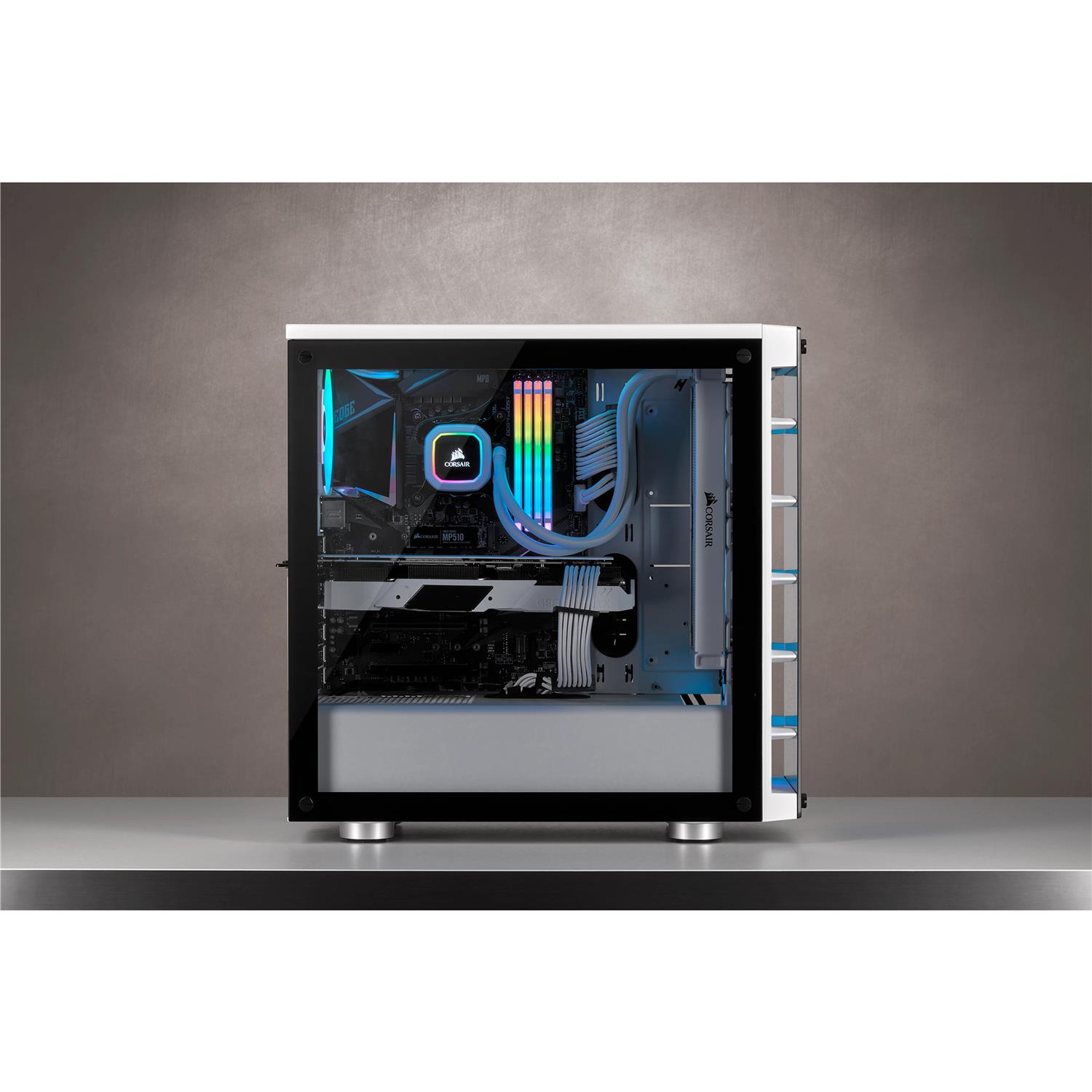 Zweites Bild vonCorsair CC-9011189-WW, Midi Tower, PC, Weiß, ATX, micro ATX, Mini-ITX, Stahl, Gehärtetes Glas, 17 cm