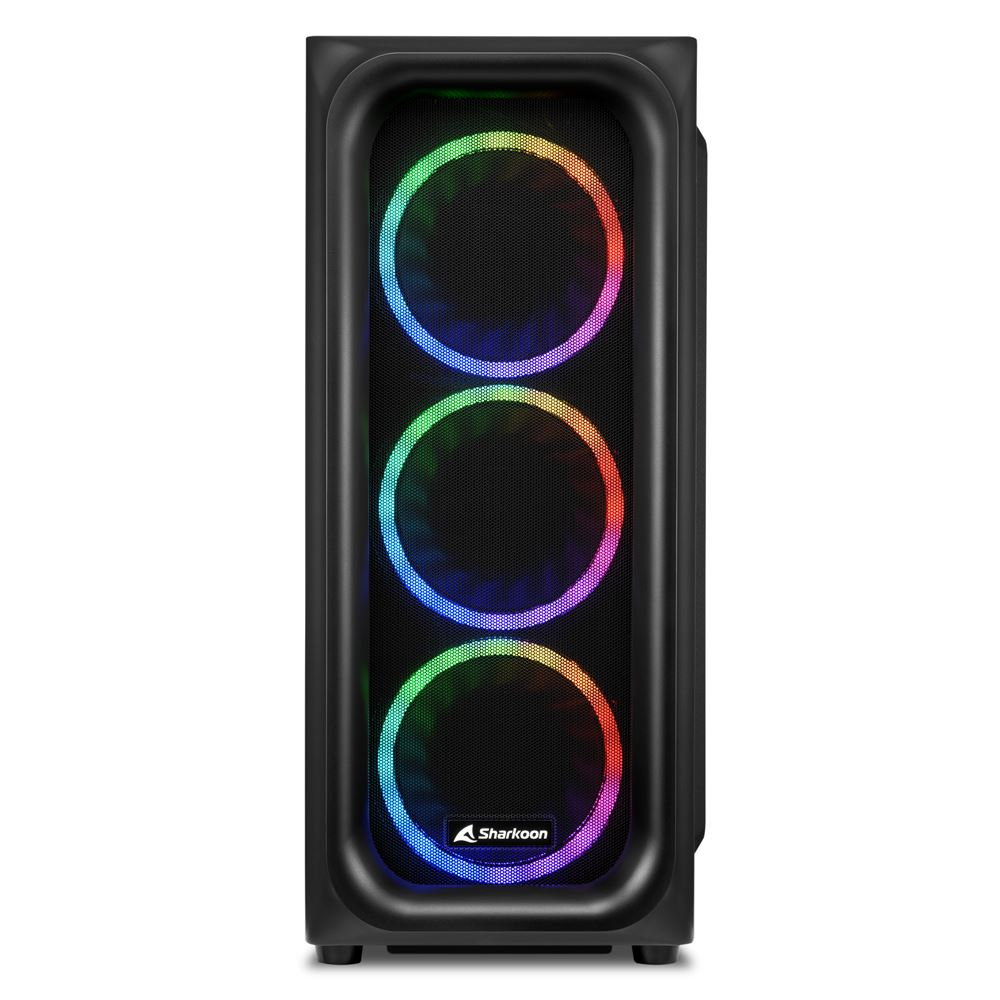 Zweites Bild vonSharkoon TK5M RGB ATX, Desktop, PC, Schwarz, ATX, micro ATX, Mini-ITX, Metall, Kunststoff, Gehärtetes Glas, Multi