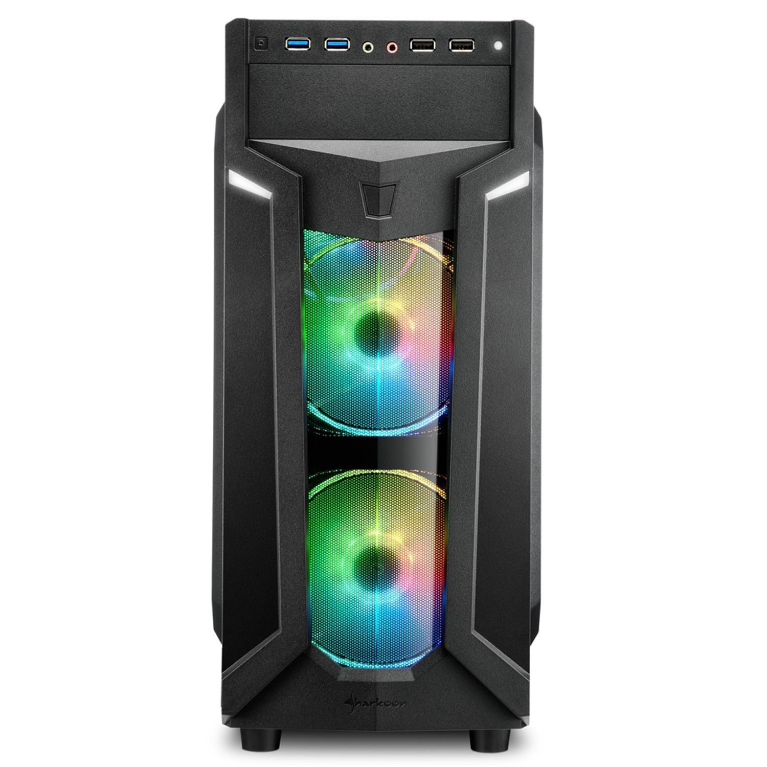 Zweites Bild vonSharkoon VG6-W RGB, Midi Tower, PC, Schwarz, ATX, micro ATX, Mini-ATX, Gaming, Blau, Grün, Rot
