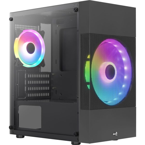Zweites Bild vonAEROCOOL ADVANCED TECHNOLOGIES Aerocool Atomic Lite, Mini Tower, PC, Schwarz, micro ATX, Mini-ITX, ABS, SPCC, Stahl, 15,8 cm