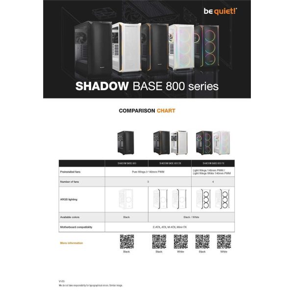 Zweites Bild vonBe Quiet! Shadow Base 800 FX Black, Midi Tower, PC, Schwarz, ATX, EATX, micro ATX, Mini-ITX, Acrylnitril-Butadien-Styrol (ABS), Stahl, Gehärtetes Glas, Multi